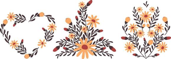 floral composition set vector