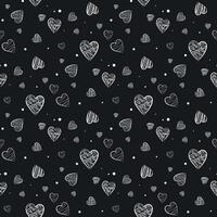 black and white pattern with hearts vector