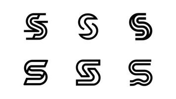 a set of six different letter s logos that are made up of a curved line vector
