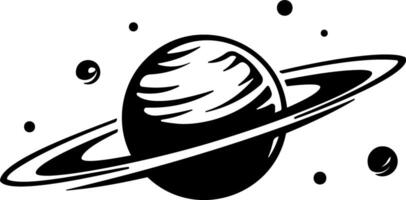 black illustration of planet or planet saturn without background vector