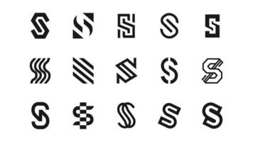 a set of black and white letter s logos that are arranged in a variety of different ways vector