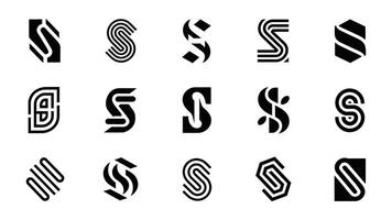 a set of letter s black and white letters that are arranged in a row vector