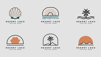 six different types of beach resort logos vector