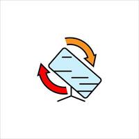 a flat image of a computer screen with a red arrow pointing to it vector