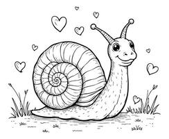 Snail coloring page on a white background vector