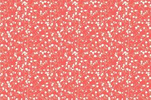 Summer seamless pattern featuring tiny white flowers with on thin, florals stems over a red background. Ornament for prints, fabrics, wallpapers, gift wrap, stationery, and designs. vector