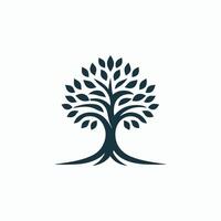a tree logo with leaves on it vector