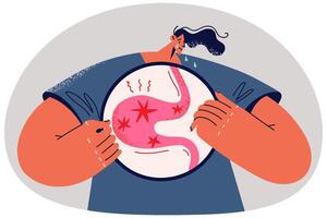 Unhealthy man suffer from gastric problems vector