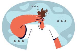 Man cover eyes avoid seeing things vector