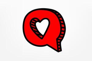 Speech cloud with heart hole. doodle illustration vector
