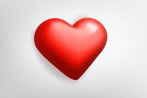 Red heart shape on isolated on white background. 3d illustration vector