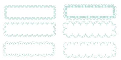 Hand drawn lace scalloped frames. Square, round and rectangle scalloped frames vector