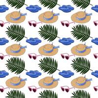 Pattern beach attributes and palm leaf vector