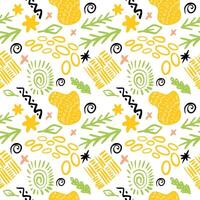 A pattern of boho-style doodle elements vector