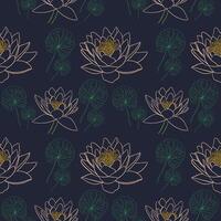 Pattern with lotus flowers and leaves vector