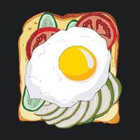 Sandwich with egg avocado and vegetables vector