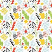 A pattern of boho-style doodle elements vector