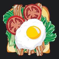 Sandwich with egg avocado and vegetables vector