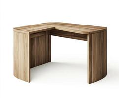 Stylish wooden corner desk ideal for modern home office or study spaces photo