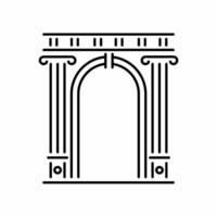 Simple Classic Old Roman Ancient Building Gate Pillar Architecture Line Art Design vector