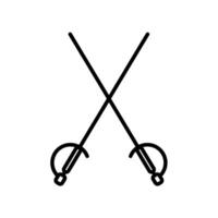 Fencing Crossed Sword Sabre Fight Line Art Icon Design vector