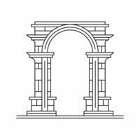 Old Ancient Building Gate Architecture Line Art Design vector