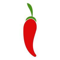 Red chili pepper icon with a green stem vector