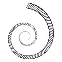 Black line drawing of a rope coiled into a spiral cornucopia vector