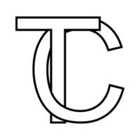 Logo sign tc ct icon, double letters logotype t c vector