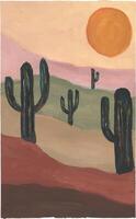 a painting of cactus plants in the desert vector