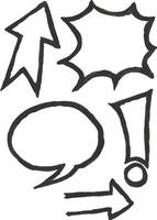 a drawing of speech bubbles and arrows vector