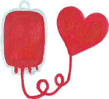 a drawing of a blood bag and a heart vector