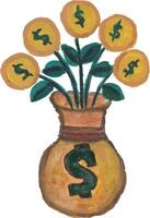 a drawing of a vase with money in it vector