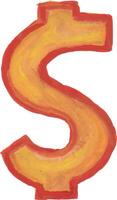 a painting of a dollar sign with a red and yellow color vector