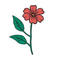 A flower with leaves and a stem on a white background vector