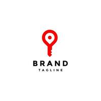 Simple Key Finder Logo Icon Design. Red Pin Icon With Key Point Tip Logo Design. vector