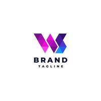 Simple Letter WS Mosaic Triangle Logo Design. Colored Triangle Fragments of Letters W and S Logo Design. vector