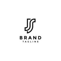Initial JS Letter Looping Line Logo Design. One Continuous Line Forms Initials J and S Logo Design. vector