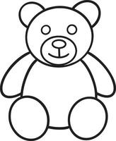 Teddy bear hand drawn sketch outline coloring page isolated on white background vector