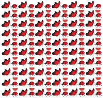butterfly, ladybug with fruit as a pattern background vector