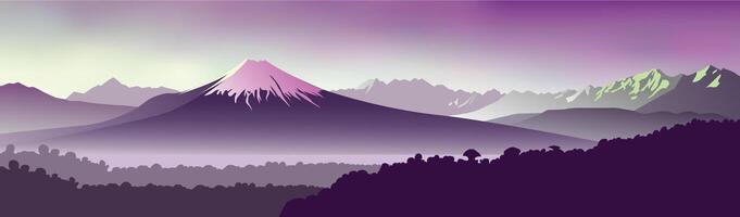 Mountains range with purple and gray color background for background design. vector