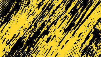 Abstract yellow color grunge paint splash and halftone on dark background. vector