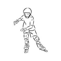 roller skating black and white sketch vector