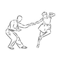 couple dancing swing sketch vector