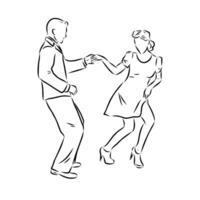 Funny swing dance black and white sketch vector