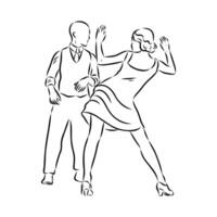 Couple dancing swing drawing vector