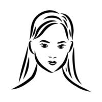 the head of a beautiful model girl sketch vector