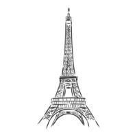 black and white drawing of the Eiffel Tower vector