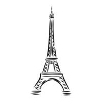 Eiffel Tower black and white sketch vector