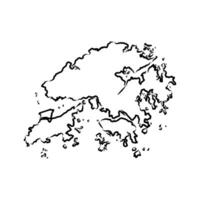 Hong Kong State map in black and white vector